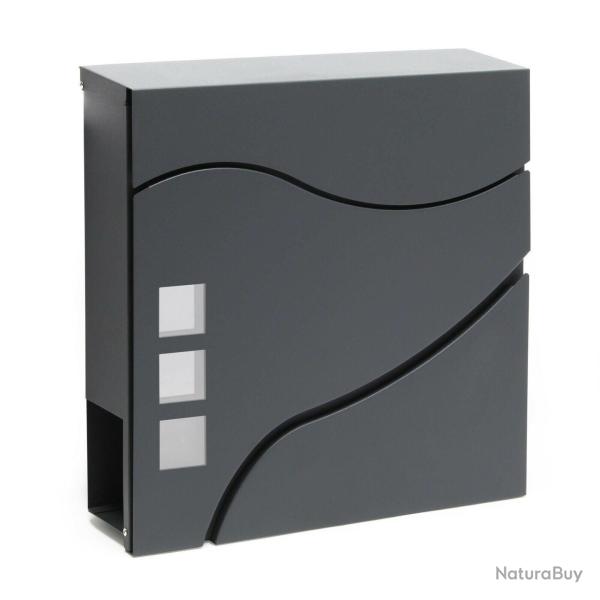 Boite aux lettres design porte journal rev�tement poudre fixation murale gris 16_0000101