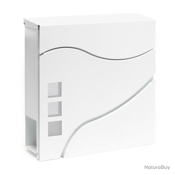 Boite aux lettres design porte journal revtement poudre fixation murale blanc 16_0000102