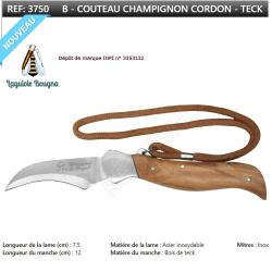 Couteau champignons n&deg; 3750 cordon teck Laguiole BOUGNA