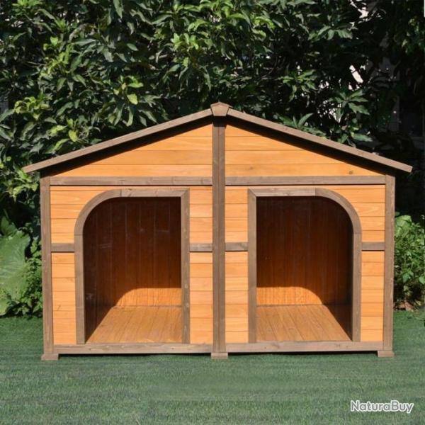 Niche double XXL niche chien double niche double niche en bois cabane abri chien cielterre-commerce