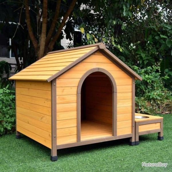 Niche avec gamelles niche avec rangement niche en bois niche ext�rieur niche cielterre-commerce