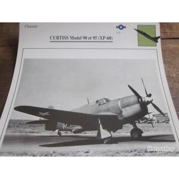 FICHE  AVIATION  TYPE  CHASSEUR   /   CURTISS  MODEL 90 & 95 XP 60    USA