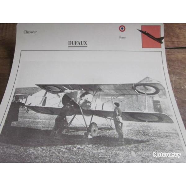 FICHE  AVIATION  TYPE  CHASSEUR   /   DUFAUX   FRANCE