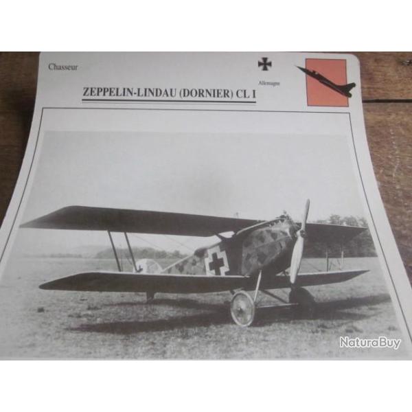 FICHE  AVIATION  TYPE  CHASSEUR   /   ZEPPELIN LINDAU  DORNIER  CL I   ALLEMAGNE