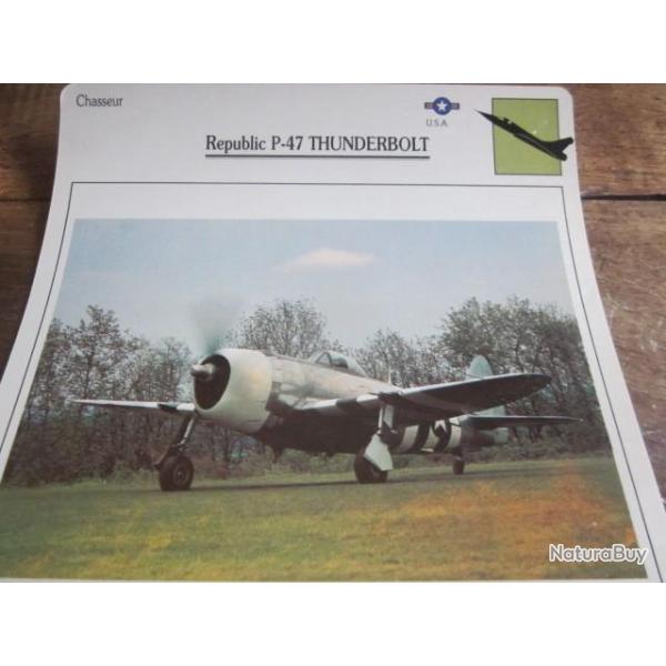 FICHE  AVIATION  TYPE  CHASSEUR   /   REPUBLIC  P 47  THUNDERBOLT   USA