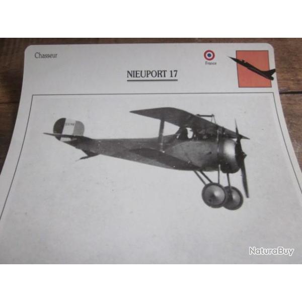 FICHE  AVIATION  TYPE  CHASSEUR   /   NIEUPORT  17  FRANCE