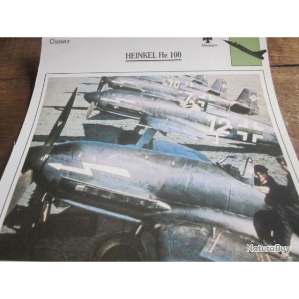 FICHE  AVIATION  TYPE  CHASSEUR   /  HEINKEL  HE 100  ALLEMAGNE