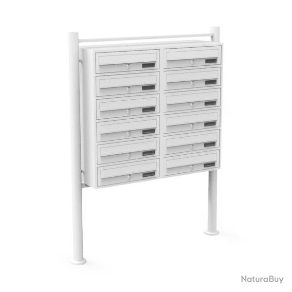 Double bloc 12 boites aux lettres sur pieds entres courrier blanc 16_0000145