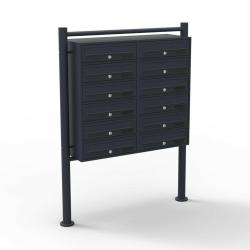 Bloc 12 boites aux lettres sur pieds 12 entr&eacute;es courrier noir 16_0000146