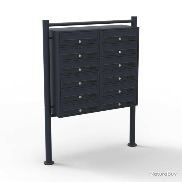 Bloc 12 boites aux lettres sur pieds 12 entr�es courrier noir 16_0000146