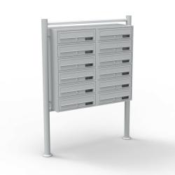 Bloc 12 boites aux lettres sur pieds entr&eacute;es courrier argent&eacute; 16_0000144