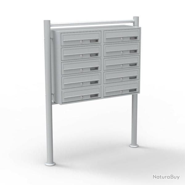 Bloc 10 boites aux lettres sur pieds entr�es argent� courrier 16_0000141