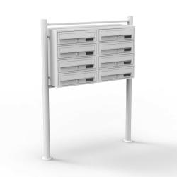 Double bloc 8 boites aux lettres sur pieds entr&eacute;es courrier blanc 16_0000150