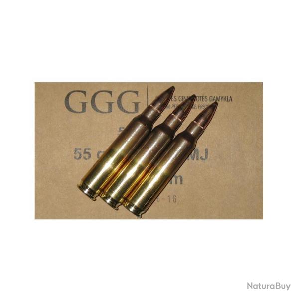 Munitions GGG calibre 223 Rem FMJ 55gr - 3.6g x50