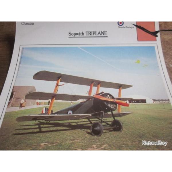 FICHE  AVIATION  TYPE  CHASSEUR   /   SPOTWITH   TRIPLANE  G BRETAGNE