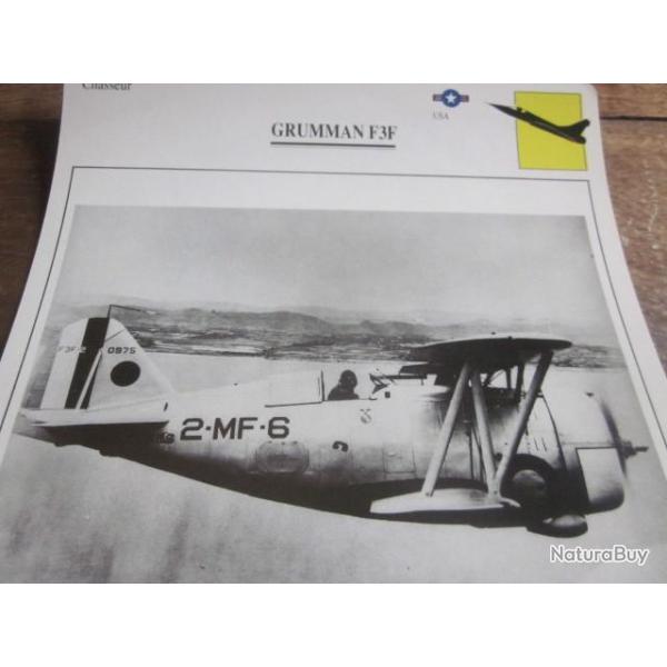 FICHE  AVIATION  TYPE  CHASSEUR   /   GRUMMAN F3F   USA