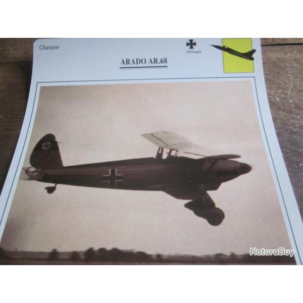 FICHE  AVIATION  TYPE  CHASSEUR   /   ARADO   AR 68   ALLEMAGNE