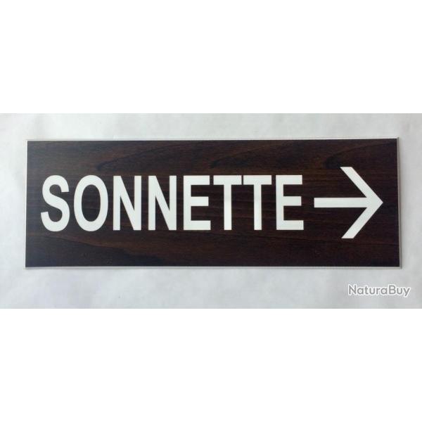panneau couleur noyer "SONNETTE + FLECHE � DROITE Format 70x200 mm