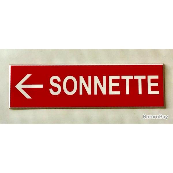 panneau "SONNETTE + FLECHE � GAUCHE rouge Format 70x200 mm