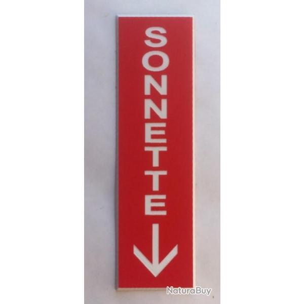 panneau "SONNETTE + FLECHE en bas rouge Format 70x200 mm