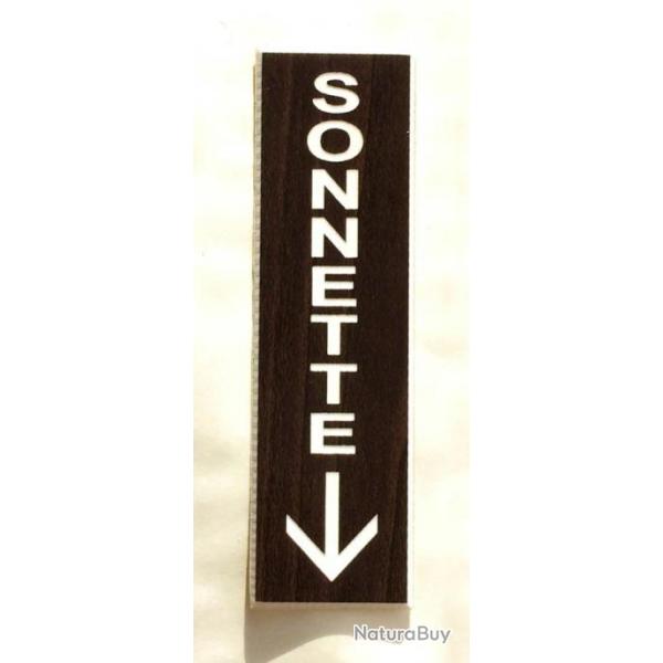 panneau adh�sif "SONNETTE + FLECHE en bas couleur noyer Format 70x200 mm