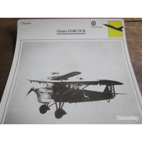 FICHE  AVIATION  TYPE  CHASSEUR   /   GLOSTER  GORCOCK  G BRETAGNE