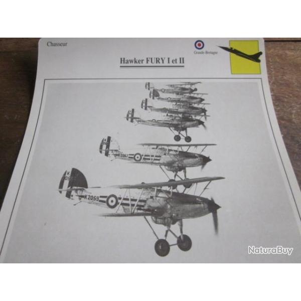 FICHE  AVIATION  TYPE  CHASSEUR   /   HAWKER  FURY  I / II  G BRETAGNE