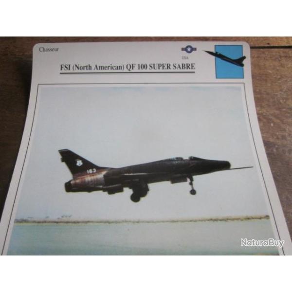 FICHE  AVIATION  TYPE  CHASSEUR   /   FSI  NORTH AMERICAN QF  100  SUPER SABRE  USA