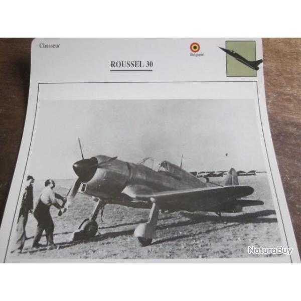 FICHE  AVIATION  TYPE  CHASSEUR   /   roussel  30   belgique