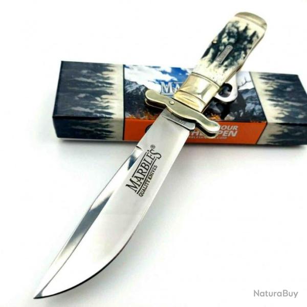 Poignard Dague Couteau  la D'estaing Marbles Lame Acier 440 Manche Os Cerf Scurit