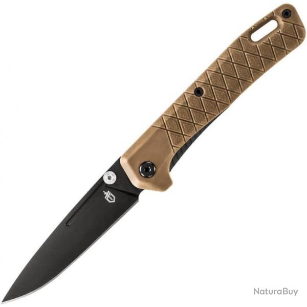 Couteau Gerber Zilch Coyote Lame Acier 7Cr17MoV Manche Brown GRN Linerlock Clip G30001880 - Z