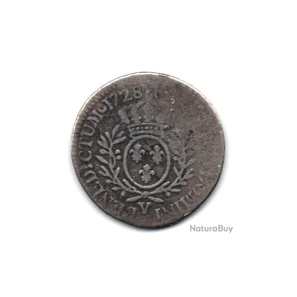 Pi�ce de Monnaie France LOUIS XV Cinqui�me d'�cu dit "aux branches d'olivier" 1728  Bourges Argent