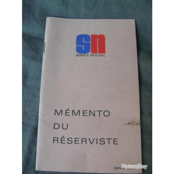 WW2/POSTWAR FRANCE LIVRET " M�MENTO DU R�SERVISTE Service National �DITION 1973 "