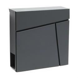 Boite aux lettres design anthracite murale porte journal magazine acier galvanis&eacute; 37 x 37 x 10,5 cm
