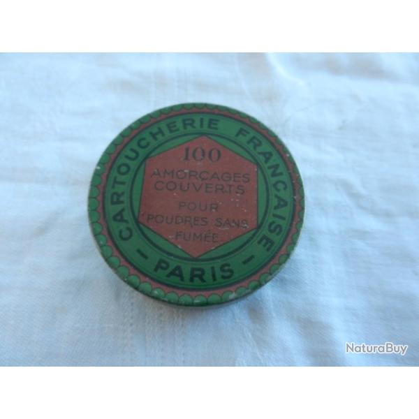 ancienne bo�te m�tal  amor�ages couverts - poudres sans fum�e - Cartoucherie fran�aise Paris