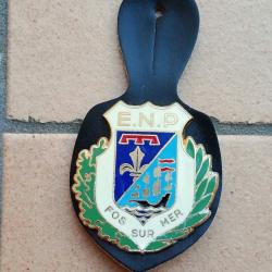 INSIGNE ECOLE NATIONALE DE LA POLICE FOS SUR MER AVEC SON CUIR