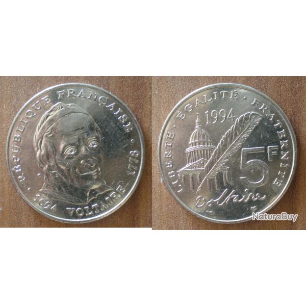 France 5 Francs 1994 Voltaire Piece Commemorative Franc