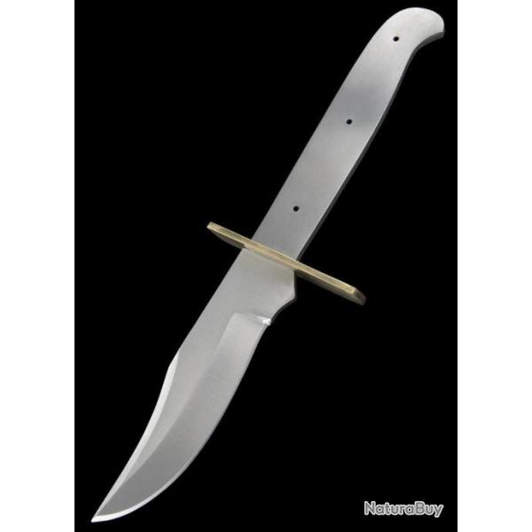 BL152 Lame Bowie Clip Point Acier Inox Lame A Customiser Le Manche Garde Laiton