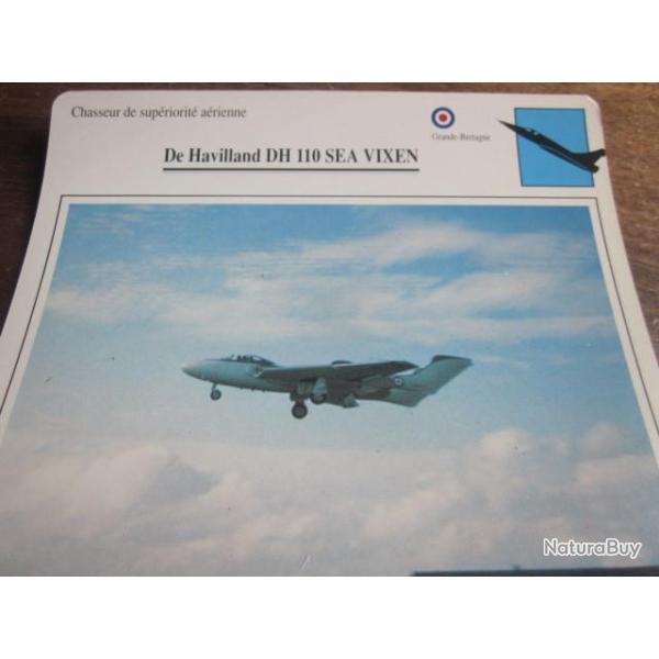 FICHE  AVIATION  TYPE  CHASSEUR  DE SUPERIORITE  AERIENNE   /   DE HAVILLAND DH 110  SEA VIXEN  G BR