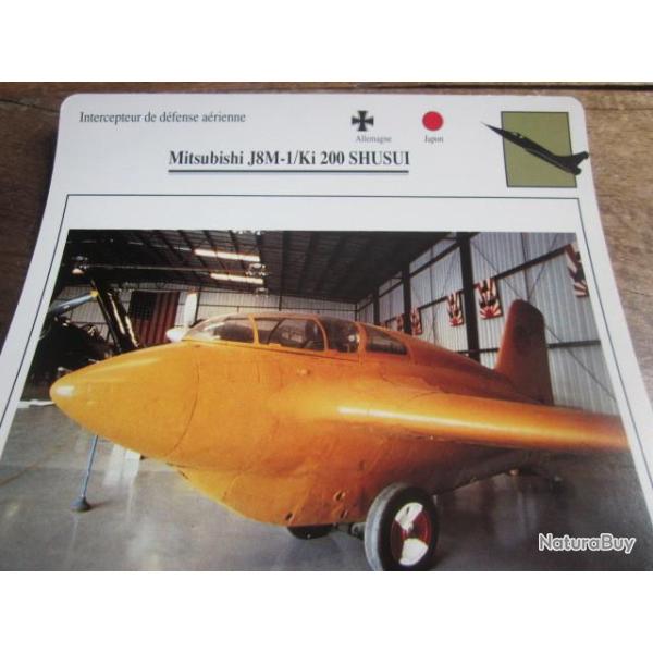 FICHE  AVIATION  TYPE  CHASSEUR  INTERCEPTEUR  DEFENSE AERIENNE  /  MITSUBISHI  J8M 1 KI 200 SHUSUI