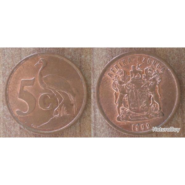 Afrique Du Sud 5 Cents 1999 Afrika Dzonga Au Dos South Africa Piece