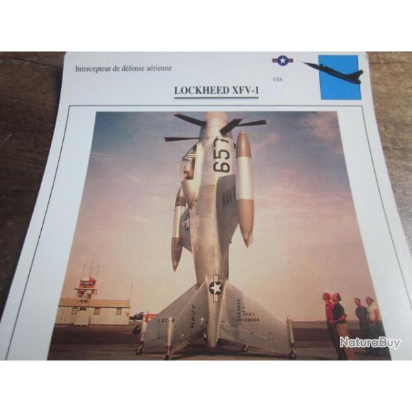 FICHE  AVIATION  TYPE  CHASSEUR  INTERCEPTEUR  DEFENSE AERIENNE  /  LOCKHEED XFV 1    USA