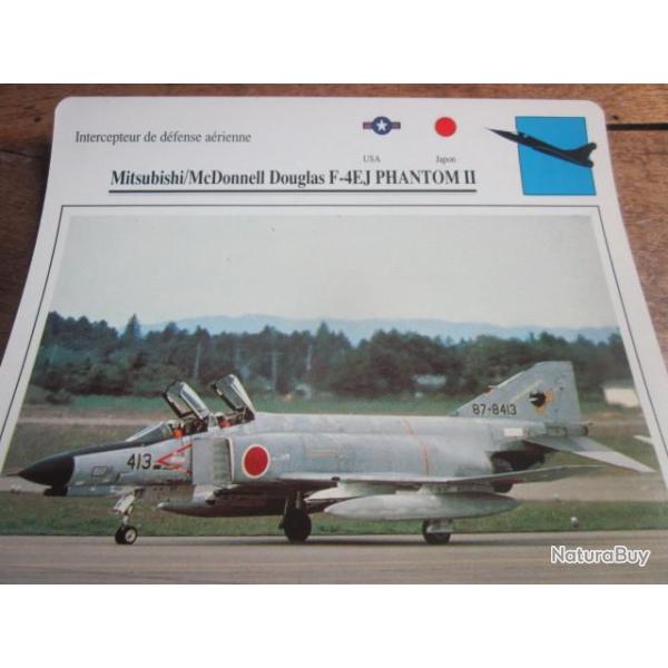 FICHE  AVIATION  TYPE  CHASSEUR  INTERCEPTEUR  DEFENSE AERIENNE  /   MITSUBISHI  F AEJ  PHANTOM II