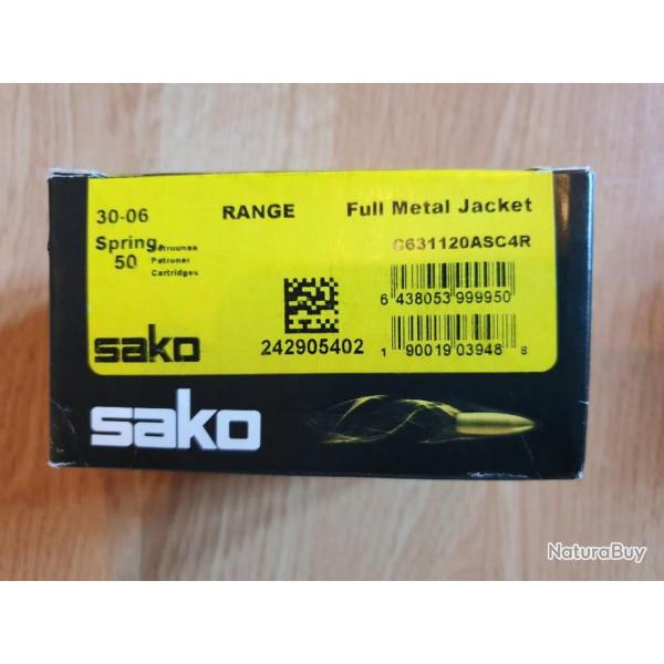 SAKO 30-06 SPRG RANGE SPEEDHEAD FMJ 123GR boite de 50
