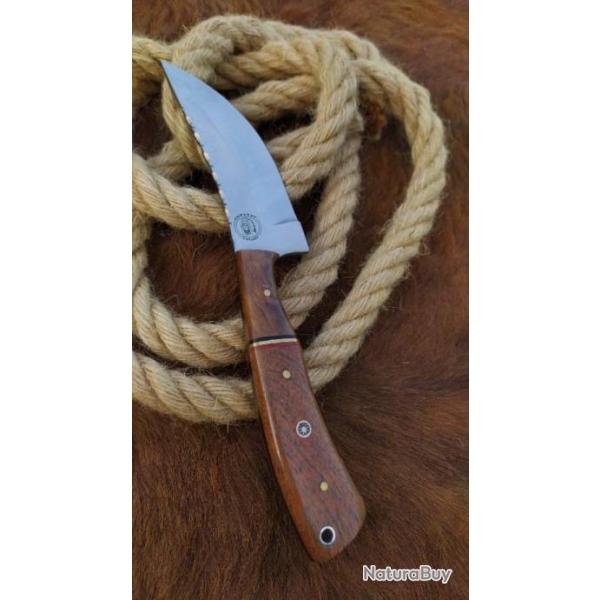 Couteau Skinner Lame Acier Inox Manche Noyer Etui Cuir FCW022WW07aa