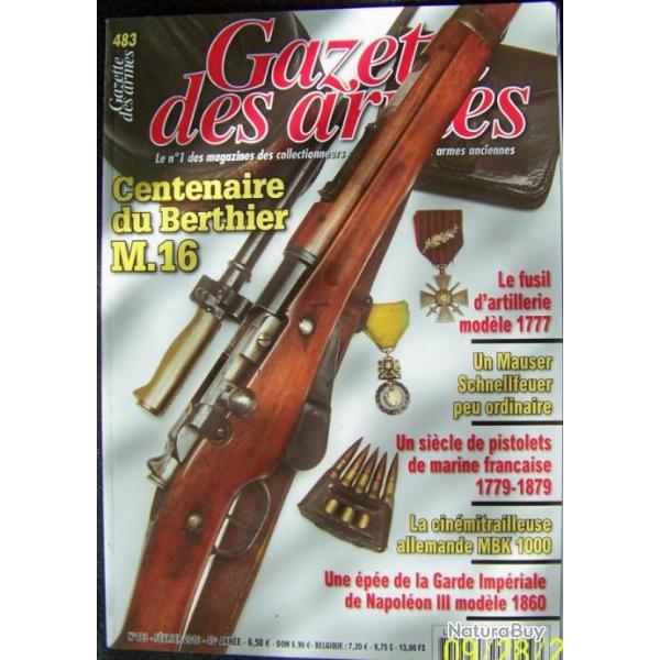 " LA GAZETTE DES ARMES " N� 483 DE FEVRIER 2016 - TRES BON ETAT