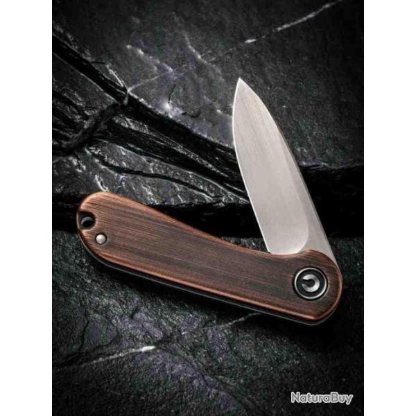 Couteau Civivi Mini Elementum Copper Lame Acier 14C28N Manche Cuivre IKBS Framelock CIVC18062Q2