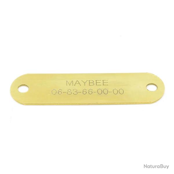 Plaque collier chien � graver laiton Larg. 7 X H1,9 cm seule