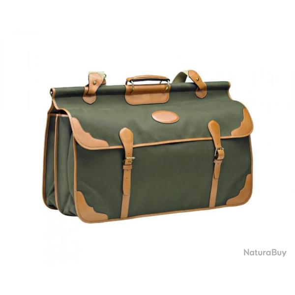Sac de battue 1 rabat, 2 soufflets avant, 1 poche plate arri�re cuir/toile ALEXANDRE MAREUIL