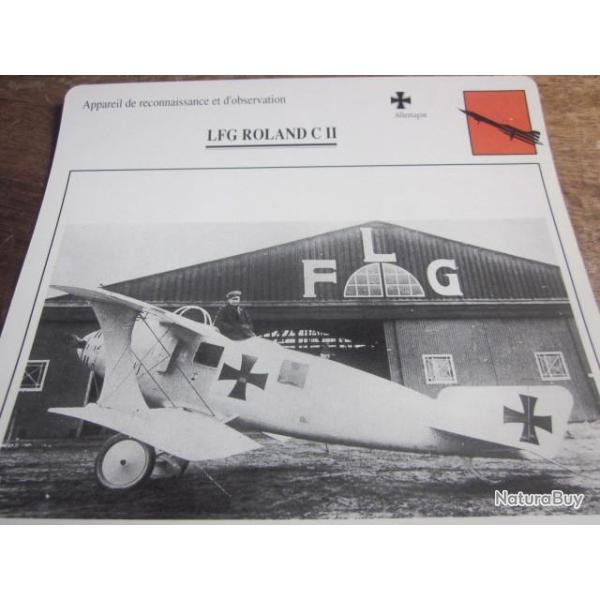 FICHE  AVIATION  TYPE APPAREIL DE RECONNAISSANCE  /  LFG ROLAND C II ALLEMAGNE